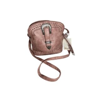 BagMudd Western Crossbody Bag Faux Leather Shoulder Bag Silver Tone Buckle New